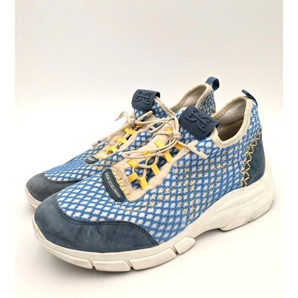 SAM EDELMAN Chelsie Woven Design Low Top sneakers SUMMER SKY Women's size US8.5 - Picture 1 of 12